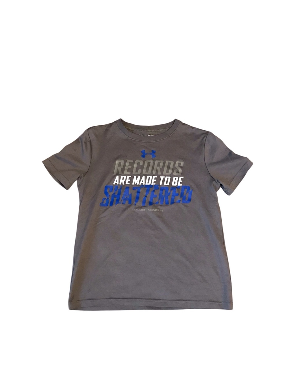 Boys Under Armour Black Crewneck Tee with Blue and White Graphic, Size S